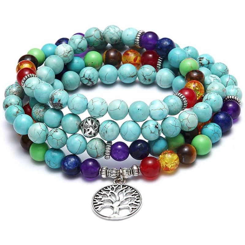 Tiger Eye Stone Bracelet Necklace 108 Buddha Beads