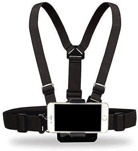 Cellphone Selfie Chest Mount Harness Strap with Cell Phone Clip Black
