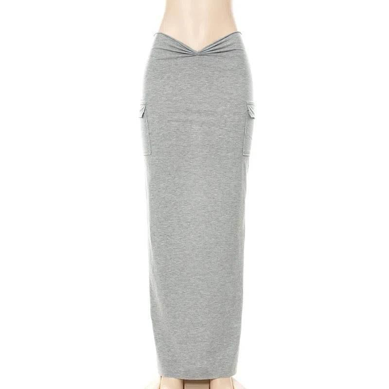 CASUAL LONG SKIRT Maxi Comfort Womenswear Bottom Fitted Spandex