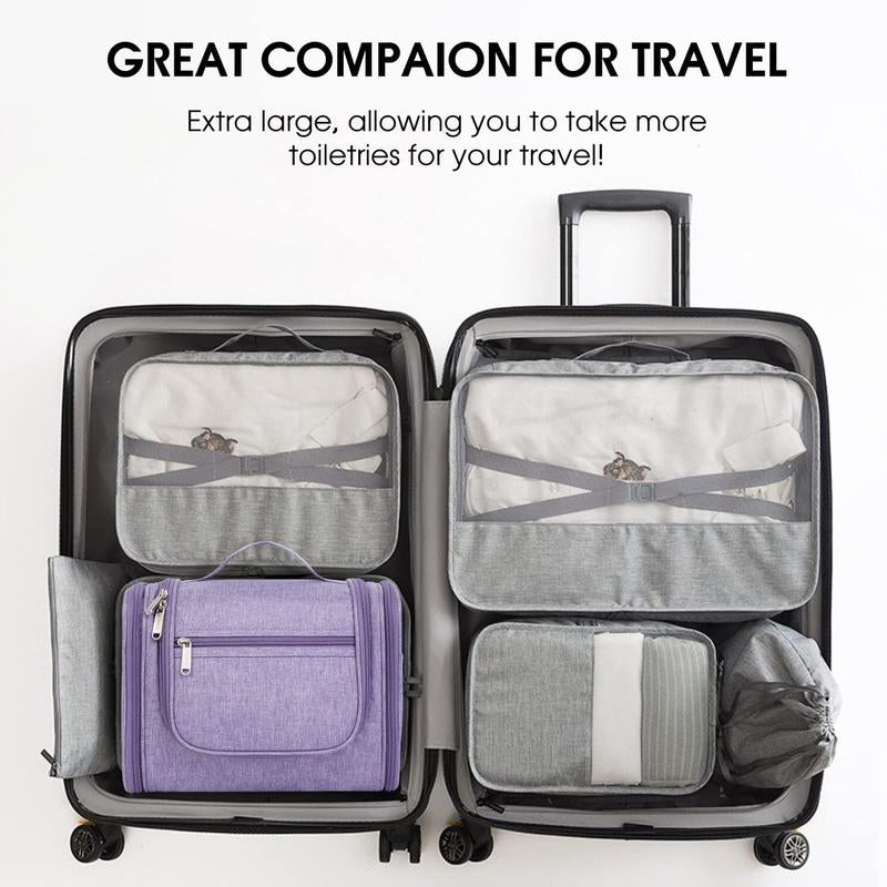 WANDF Large Hanging Toiletry Bag Travel Cosmetic Makeup Organizer Water-Resistant Shower Bathroom Bag