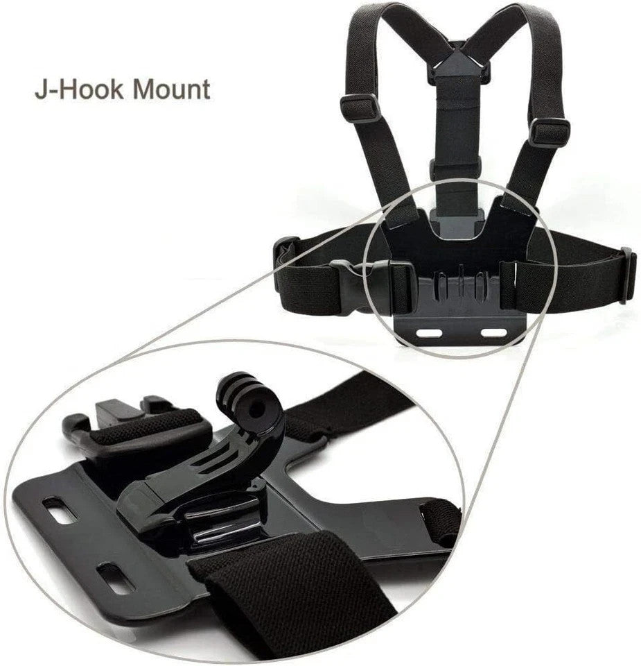 Cellphone Selfie Chest Mount Harness Strap with Cell Phone Clip Black
