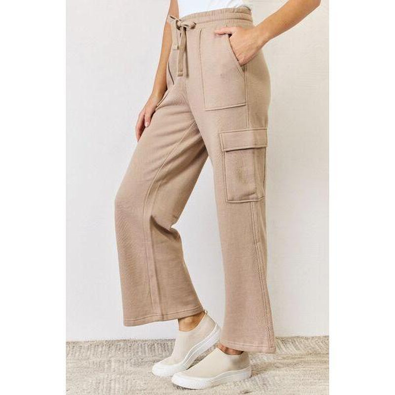 High Waist Cargo Wide Leg Pants