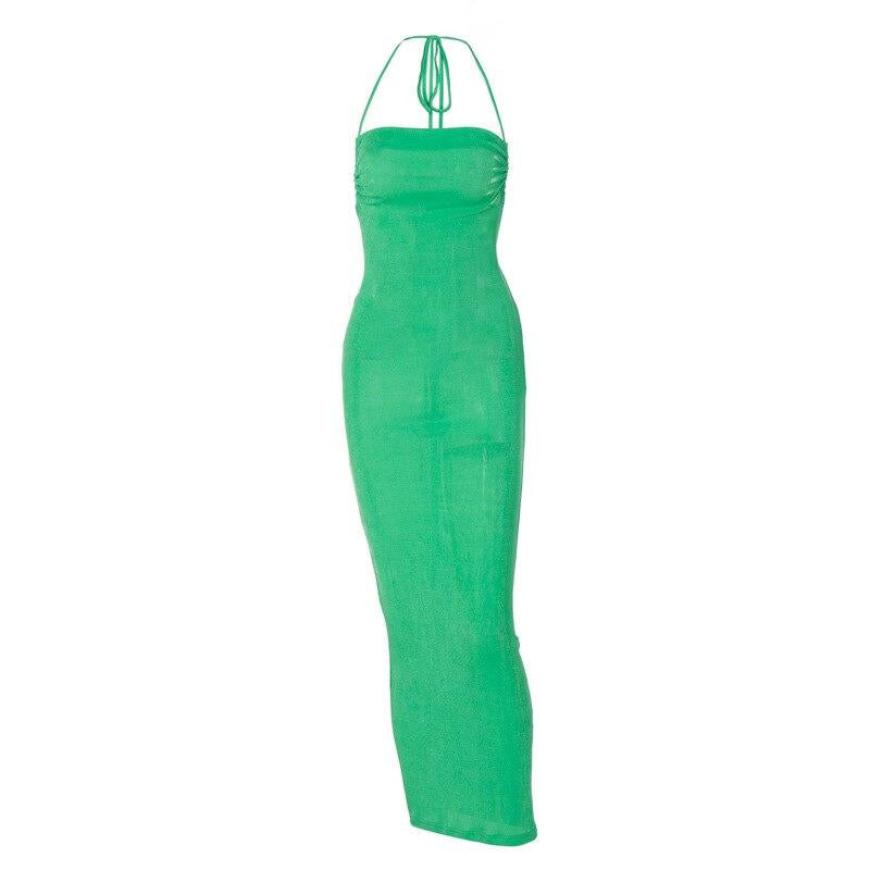 Open Back Slim Cami Strap Long Dresses Casual Fit