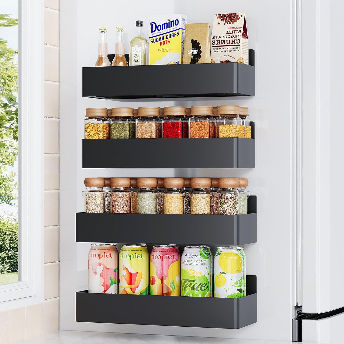 Magnetic Spice Rack , Kitchen Organizer and Storage Shelf